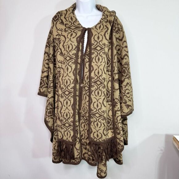Novica Poncho Womens One Size Alpaca Blend Ruana Cloak Sweater Knit Paisley New - Picture 1 of 9